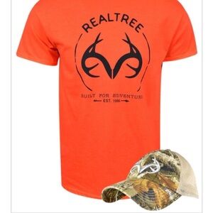NEW Realtree Men’s Orange Tee with Matching Camouflage Hat